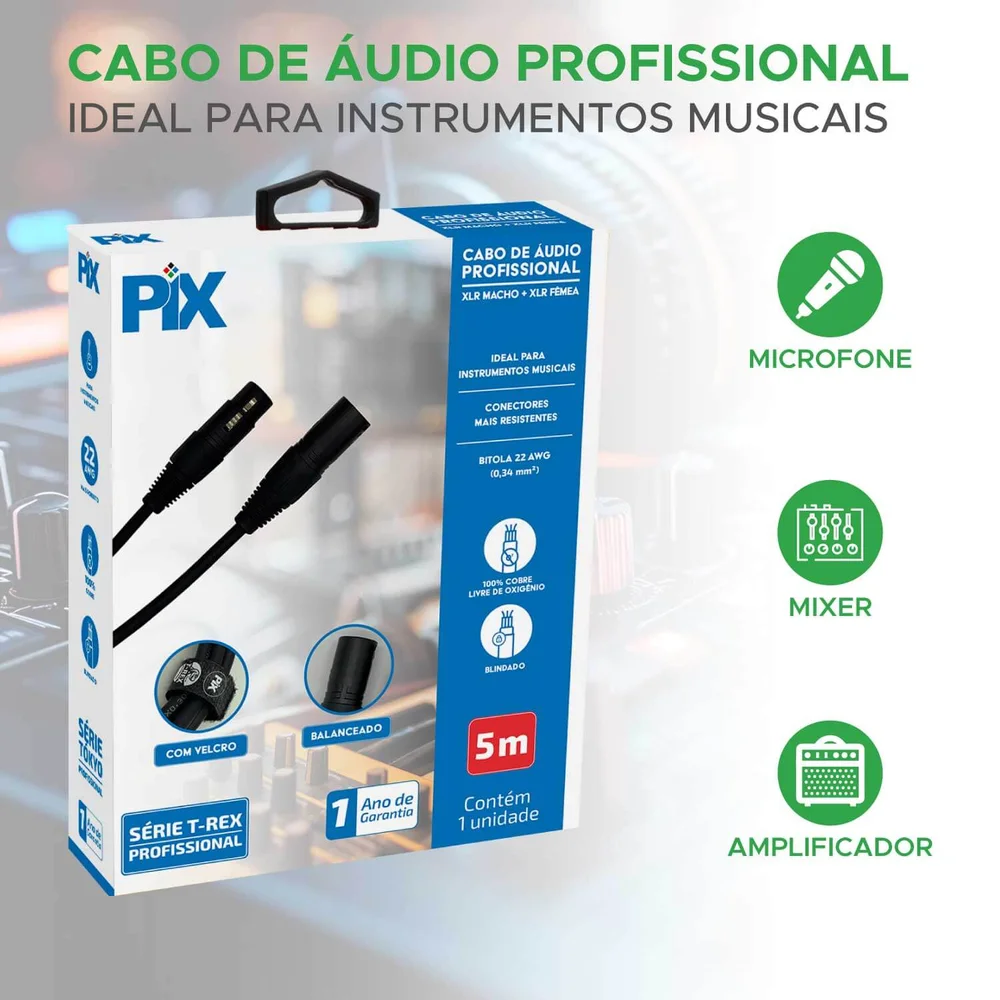 Imagem 5 de 5 do produto Cabo Xlr Macho Para Xlr Fêmea 5 Metros Profissional