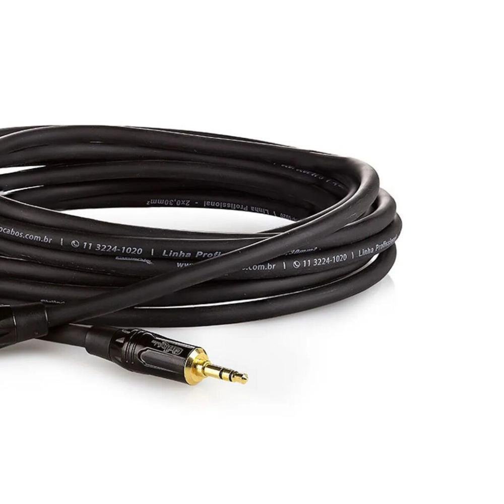Imagem 2 de 3 do produto Cabo P2st X P10st Stereo Profissional 10mt Cirilo Cabos - Preto