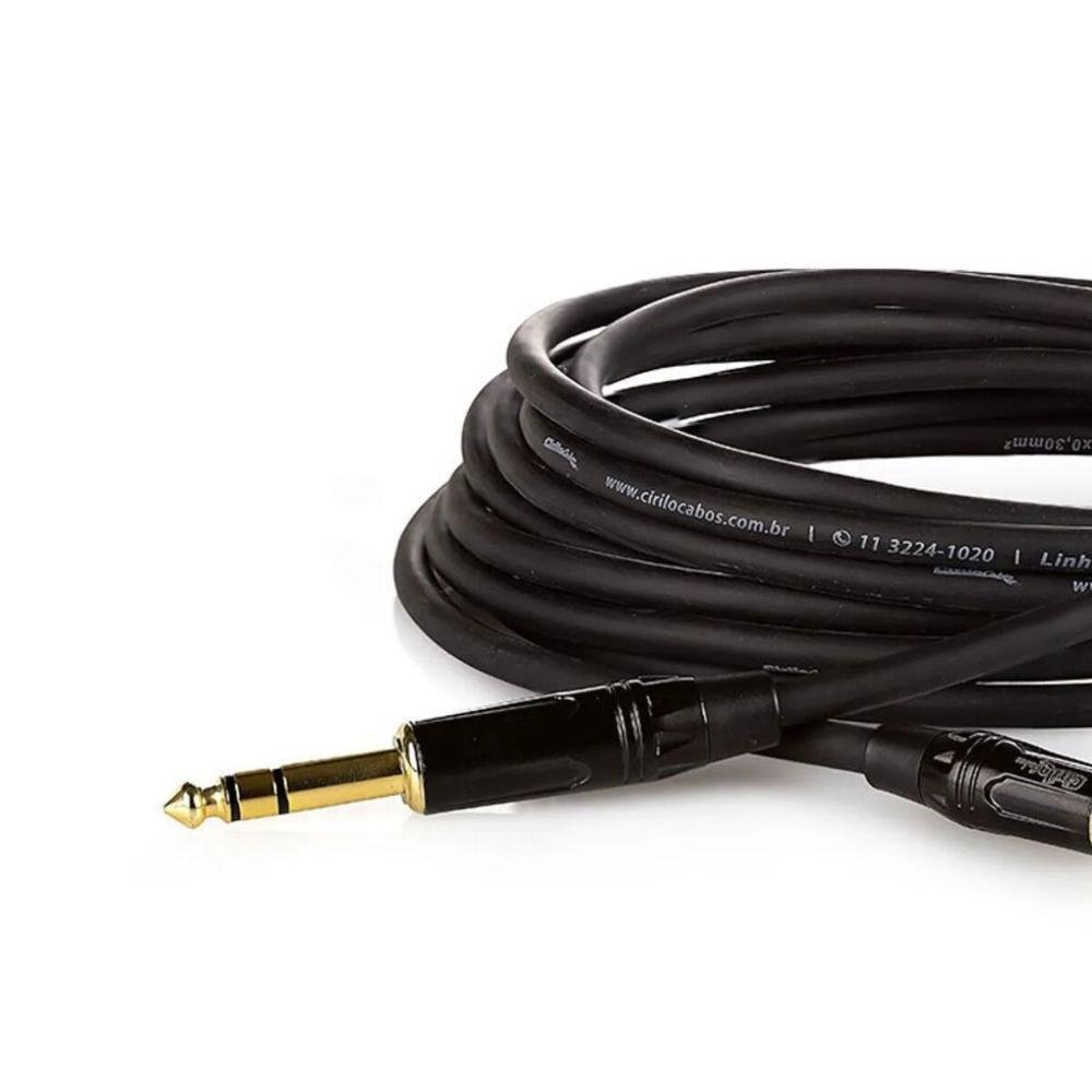 Imagem 3 de 3 do produto Cabo P2st X P10st Stereo Profissional 10mt Cirilo Cabos - Preto