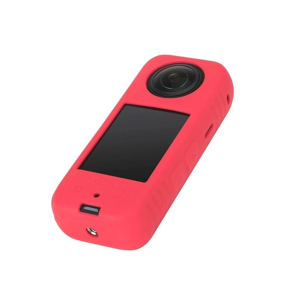 Capa Silicone + Alça De Segurança Para Insta360 X3 Cor:vermelho