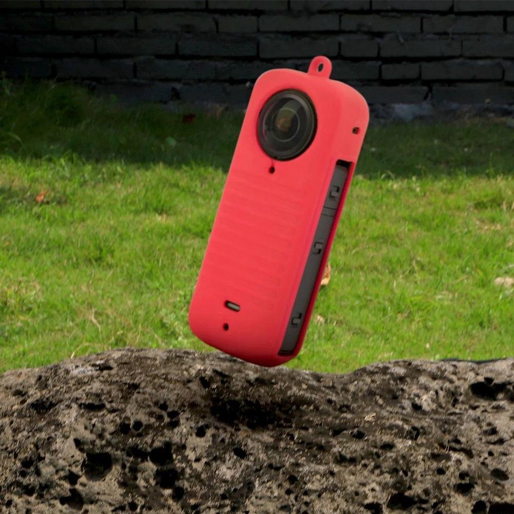 Capa Silicone + Alça De Segurança Para Insta360 X3 Cor:vermelho
