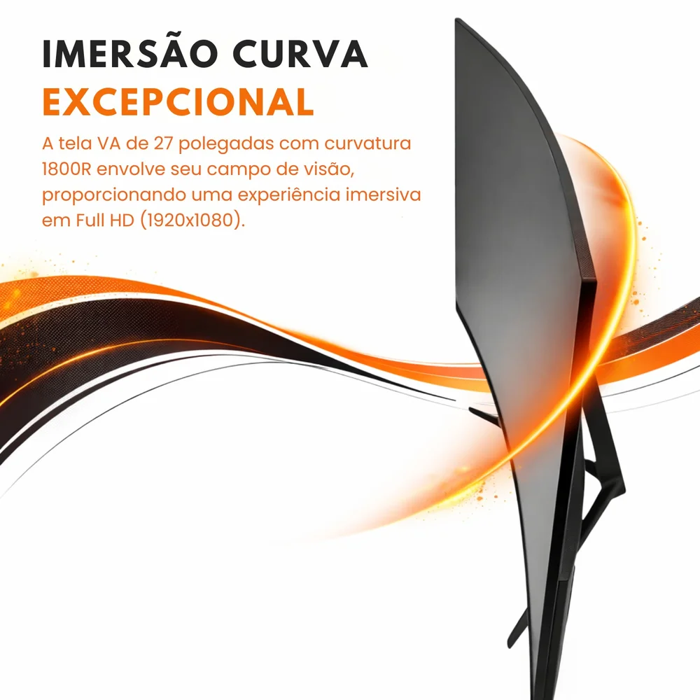 Monitor Gamer 27" Tela Curvo Full HD 100Hz 3ms, HDMI VGA VESA Aitek DELTA-M2710AC Monitor Gamer 27" Tela Curvo Full HD 100Hz 3ms, HDMI VGA VESA Aitek DELTA-M2710AC