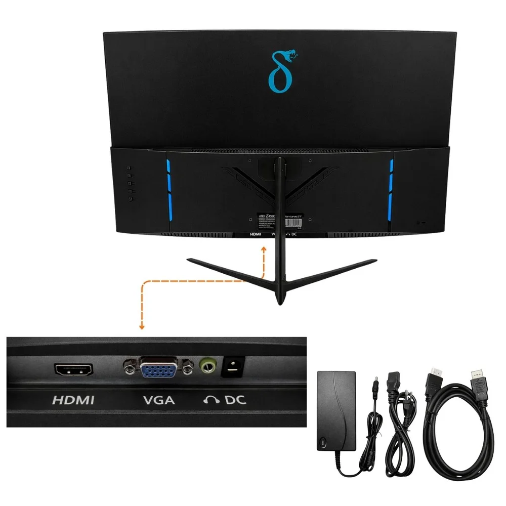 Monitor Gamer 27" Tela Curvo Full HD 100Hz 3ms, HDMI VGA VESA Aitek DELTA-M2710AC Monitor Gamer 27" Tela Curvo Full HD 100Hz 3ms, HDMI VGA VESA Aitek DELTA-M2710AC