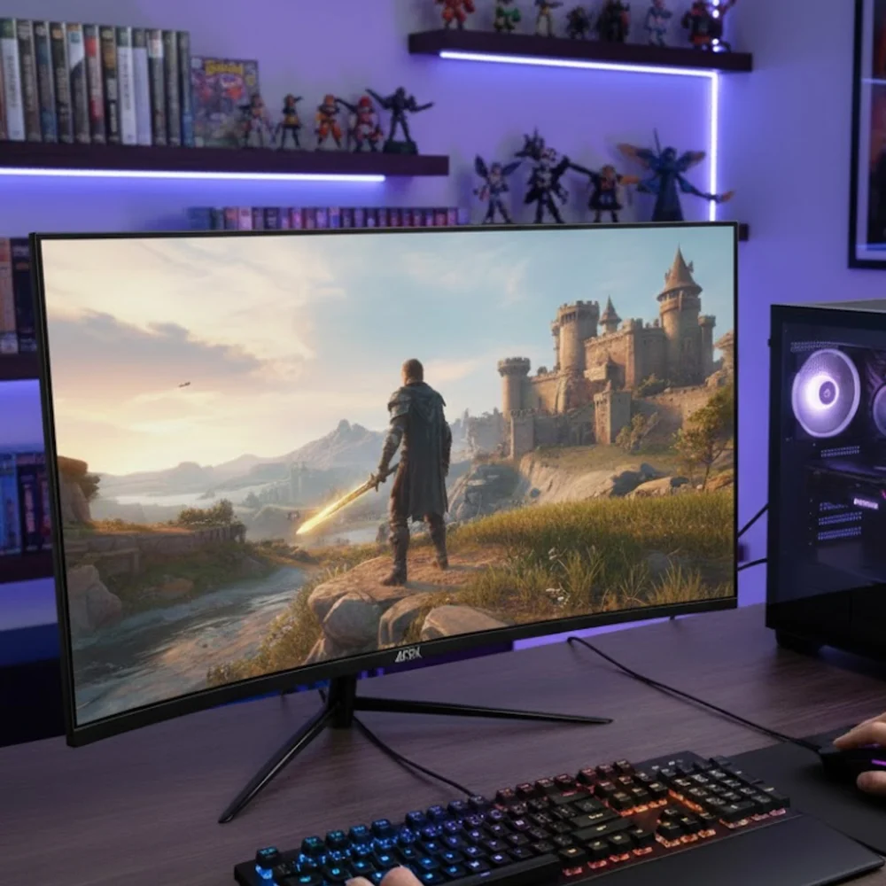 Monitor Gamer 27" Tela Curvo Full HD 100Hz 3ms, HDMI VGA VESA Aitek DELTA-M2710AC Monitor Gamer 27" Tela Curvo Full HD 100Hz 3ms, HDMI VGA VESA Aitek DELTA-M2710AC