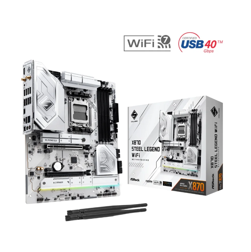 Imagem 2 de 5 do produto Placa Mãe Asrock X870 Steel Legend Wifi, Chipset X870, Amd Am5, Atx, Ddr5