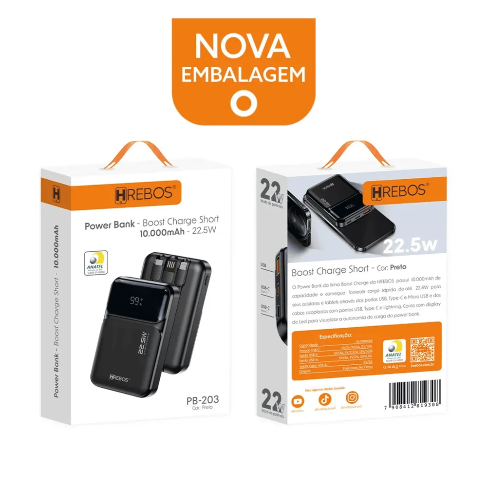 Imagem 3 de 5 do produto Power Bank 22.5w Boost Charge Short De 10000mah Para Drones Cor:preto