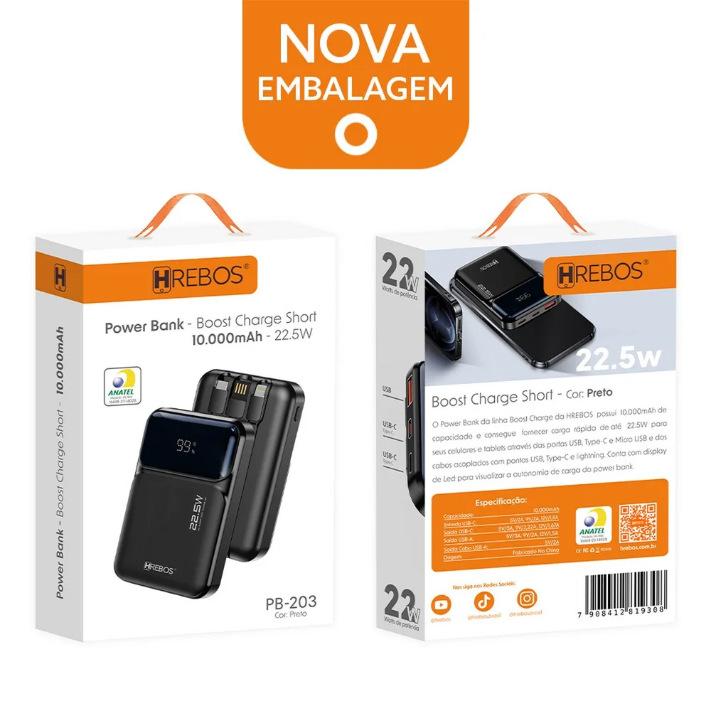Imagem 4 de 5 do produto Power Bank 22.5w Boost Charge Short De 10000mah Para Drones Cor:preto