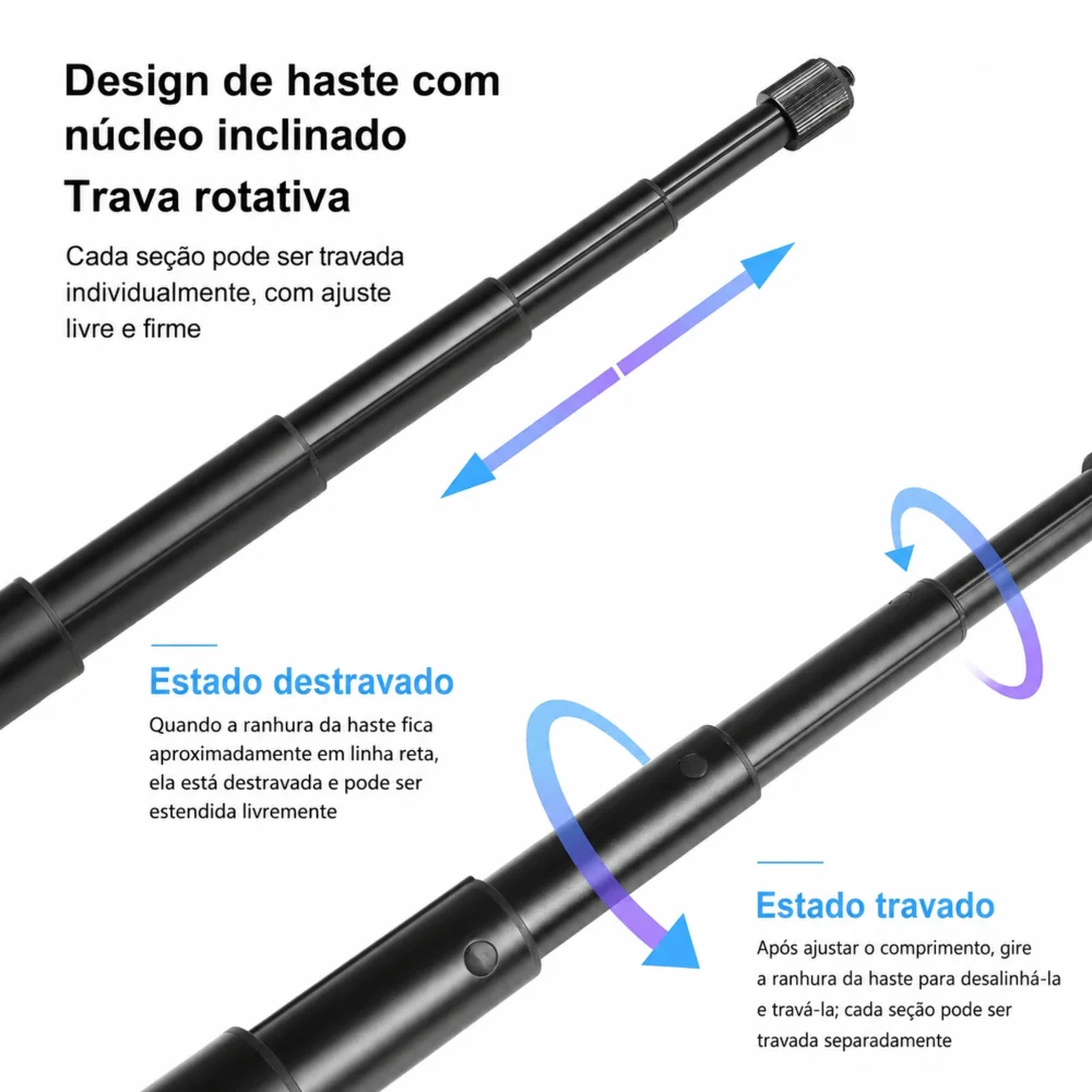 Imagem 2 de 5 do produto Suporte de Guidão com Bastão Extensor para Câmeras Insta360 GoPro DJI Akaso - FUNPro