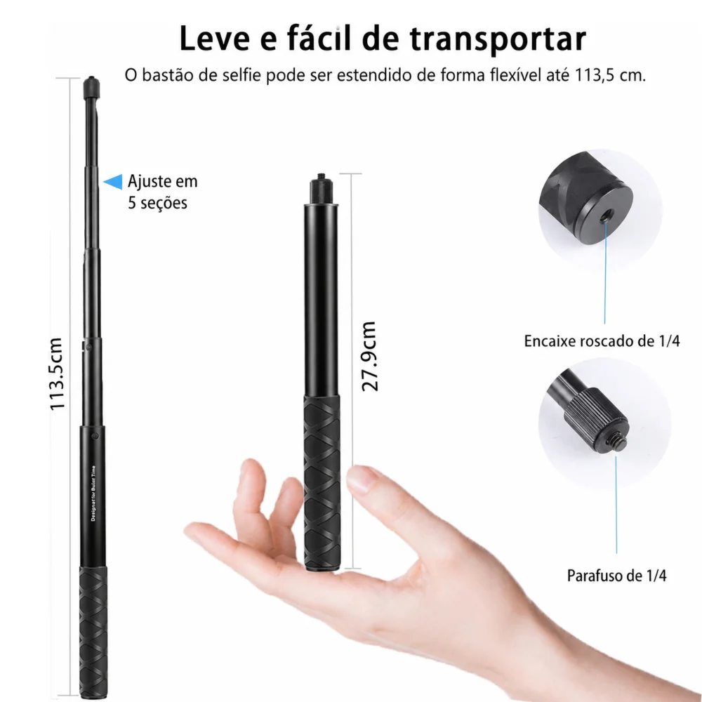 Imagem 4 de 5 do produto Suporte de Guidão com Bastão Extensor para Câmeras Insta360 GoPro DJI Akaso - FUNPro