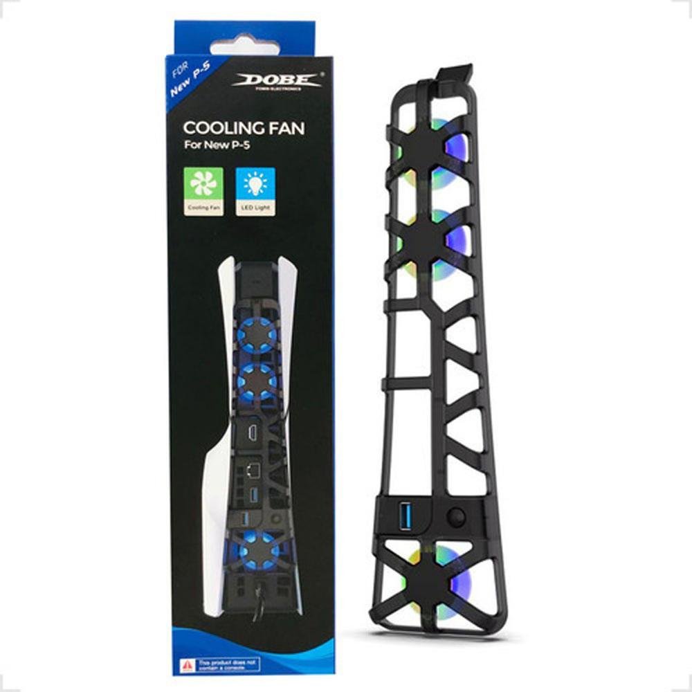 Cooler Fan Externo Usb Ventilador Para Resfriamento 3 Ventoinhas LED Compatível Com Ps5 Slim Cor:preto