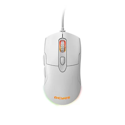 Mouse Gamer PCyes Malus White Ghost - 12400 Dpi - RGB - 6 Botões