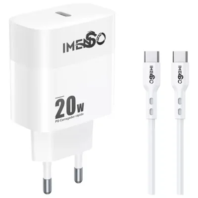 Carregador Imenso 20w Com 1 Saída Type-c Bivolt Com Cabo Type-c  Incluso