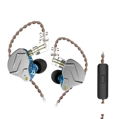 Fones De Ouvido Kz Zsn Pro 1ba 1dd Híbrido Drive In Ear Hifi Metal Bass Azul Com Mic.