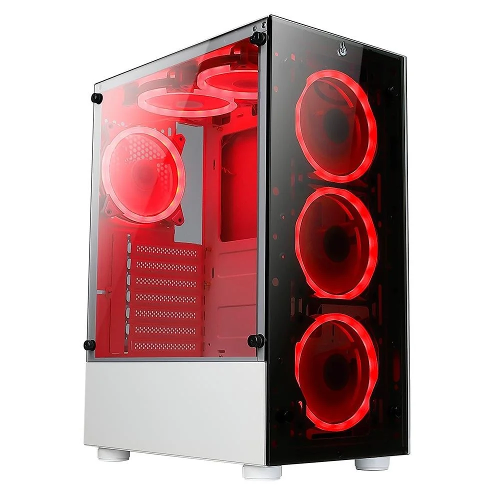 Imagem 4 de 5 do produto Gabinete Gamer Rise Mode Glass 06x 6 Fans S/fonte Midtower ARGB Atx Vidro Temperado Branco - Rm-ca-06xw-aRGB