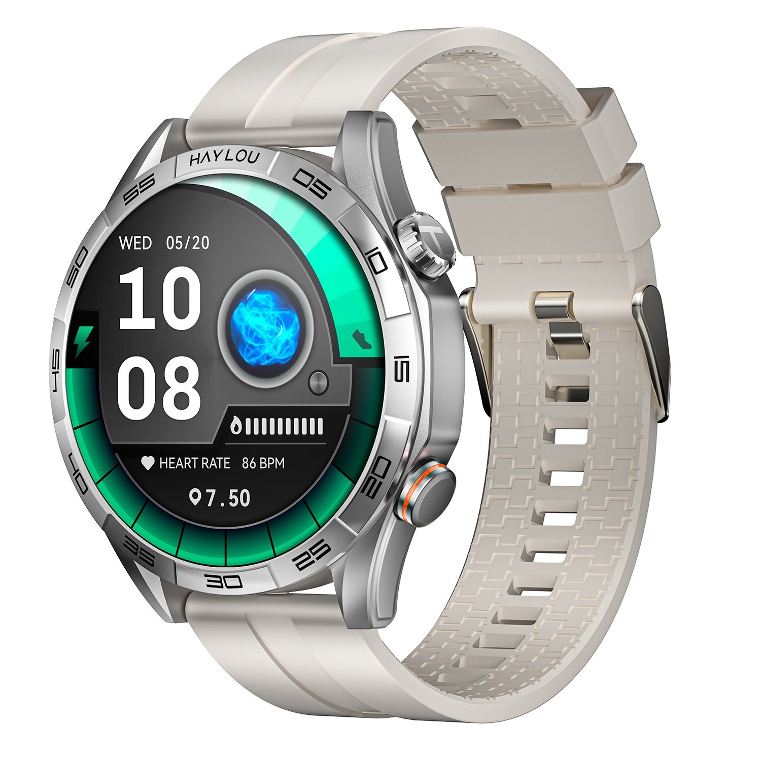 Smartwatch Haylou Solar 5, Tela AmoLED 1,58 Ip68 À Prova D'água, Chamadas Bluetooth, Lançamento 2025 - Prata