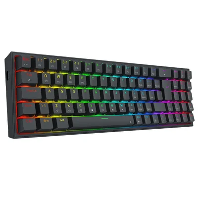 Teclado Gamer Sem Fio Mecânico Pollux Pro RGB, Preto, Abnt2, Switch Marrom, K628RGB-pro (pt-brown), Redragon