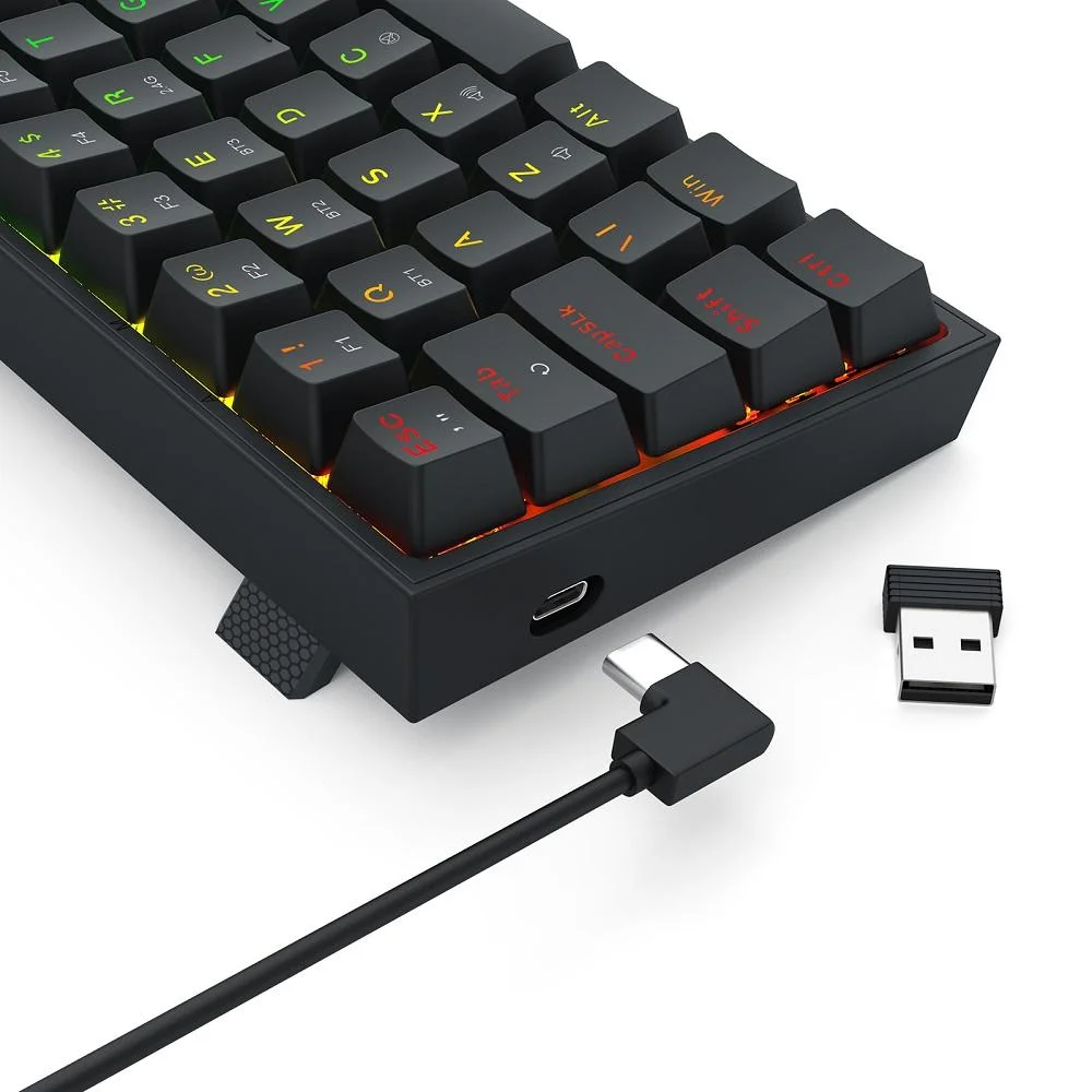 Imagem 3 de 5 do produto Teclado Gamer Sem Fio Mecânico Pollux Pro RGB, Preto, Abnt2, Switch Marrom, K628RGB-pro (pt-brown), Redragon