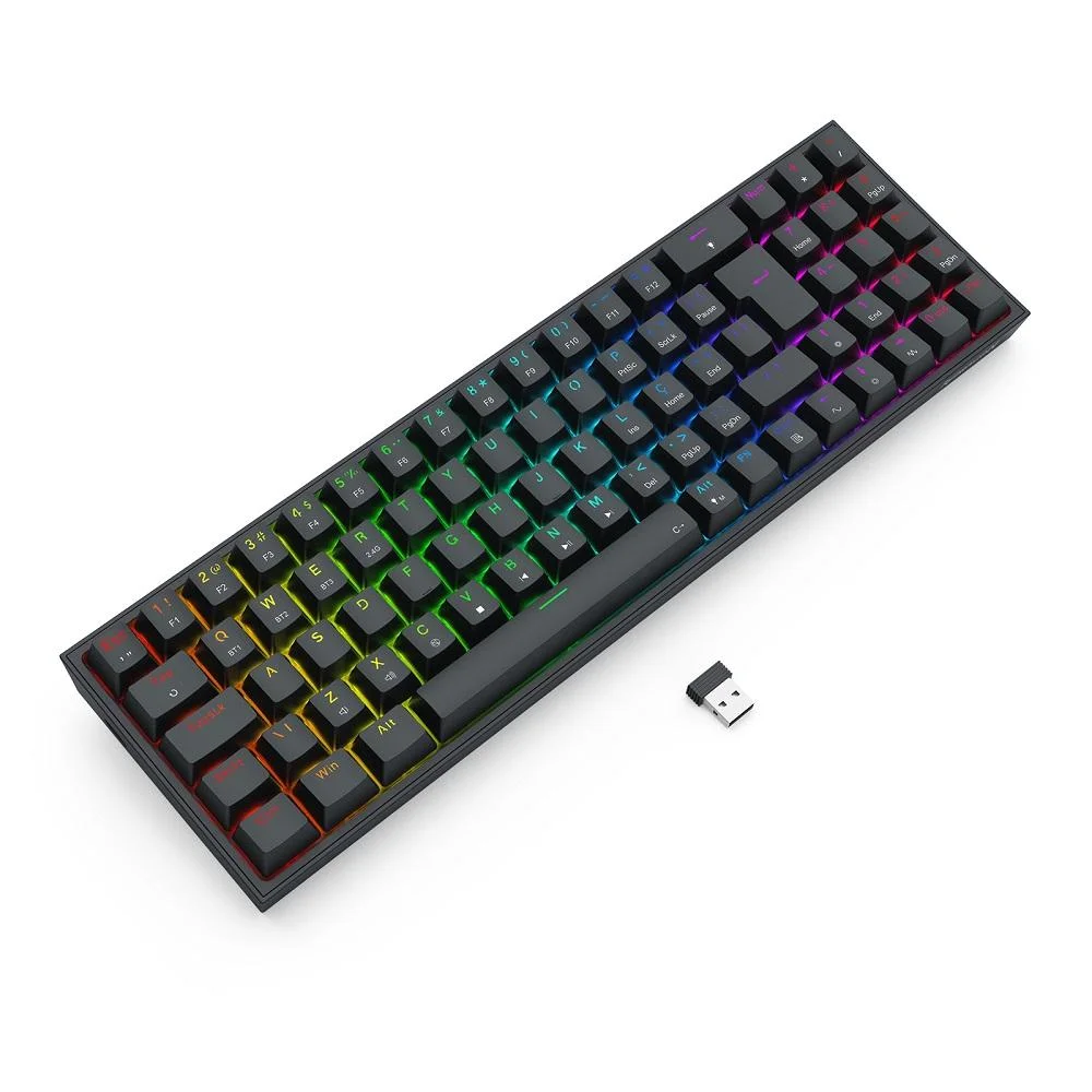 Imagem 5 de 5 do produto Teclado Gamer Sem Fio Mecânico Pollux Pro RGB, Preto, Abnt2, Switch Marrom, K628RGB-pro (pt-brown), Redragon