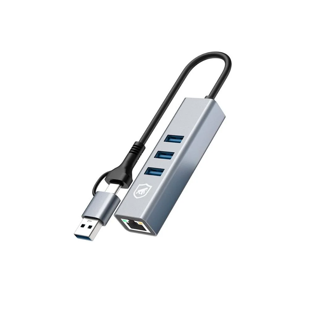 Imagem 1 de 5 do produto Adaptador Multiportas Usb Com Conector Ethernet Lan -gshield