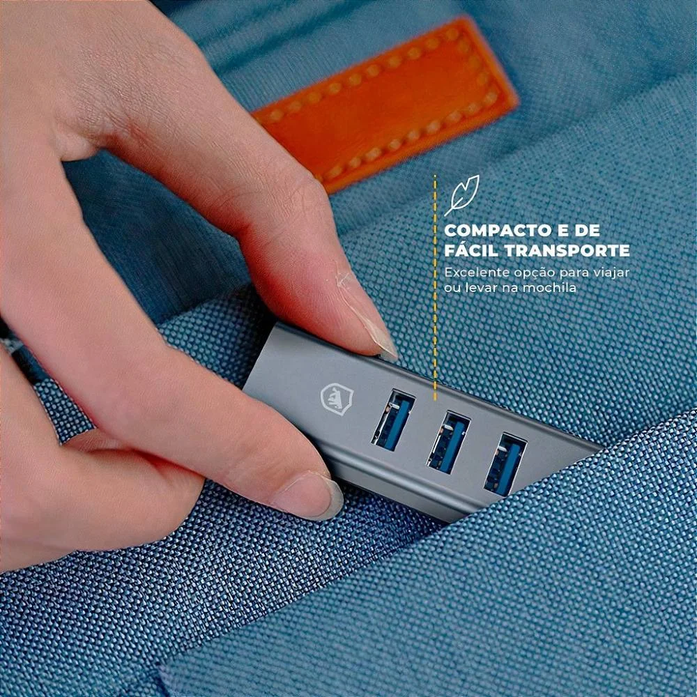 Imagem 2 de 5 do produto Adaptador Multiportas Usb Com Conector Ethernet Lan -gshield
