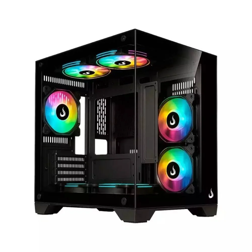 Gabinete Gamer Rise Mode Galaxy Glass M Mini, M-ATX, Lateral e Frontal em Vidro Temperado, Sem FANs, Preto - RM-GA-GGMN-FB