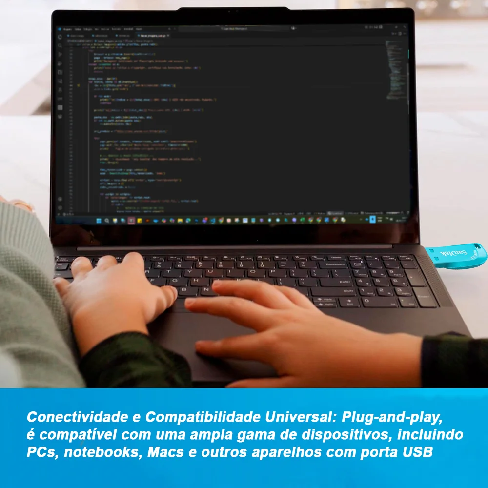 Imagem 2 de 5 do produto Pen Drive  Usb Sandisk 3.2 Ultra Shift 64 Gb, Azul Turquesa Sdcz410064gg46bb