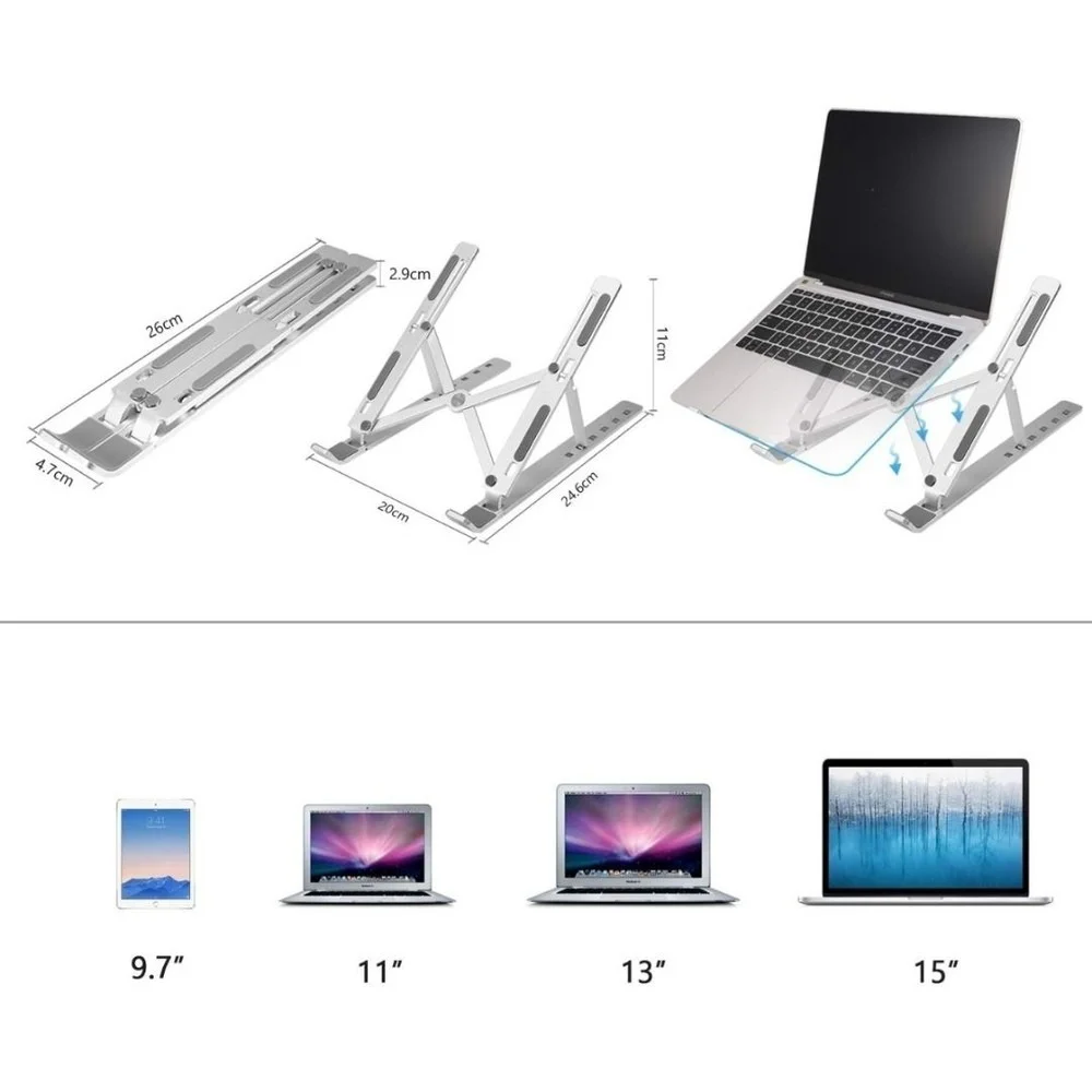Imagem 4 de 5 do produto Suporte de Notebook Ajustável Alumínio, Leve, Resistente, Durável