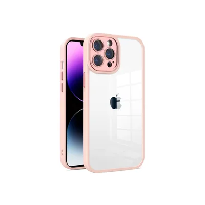 Capa Capinha Case Clean Premium Borda Da Câmera Com Brilho Compatível Para Iphone 14 Pro - Rosa