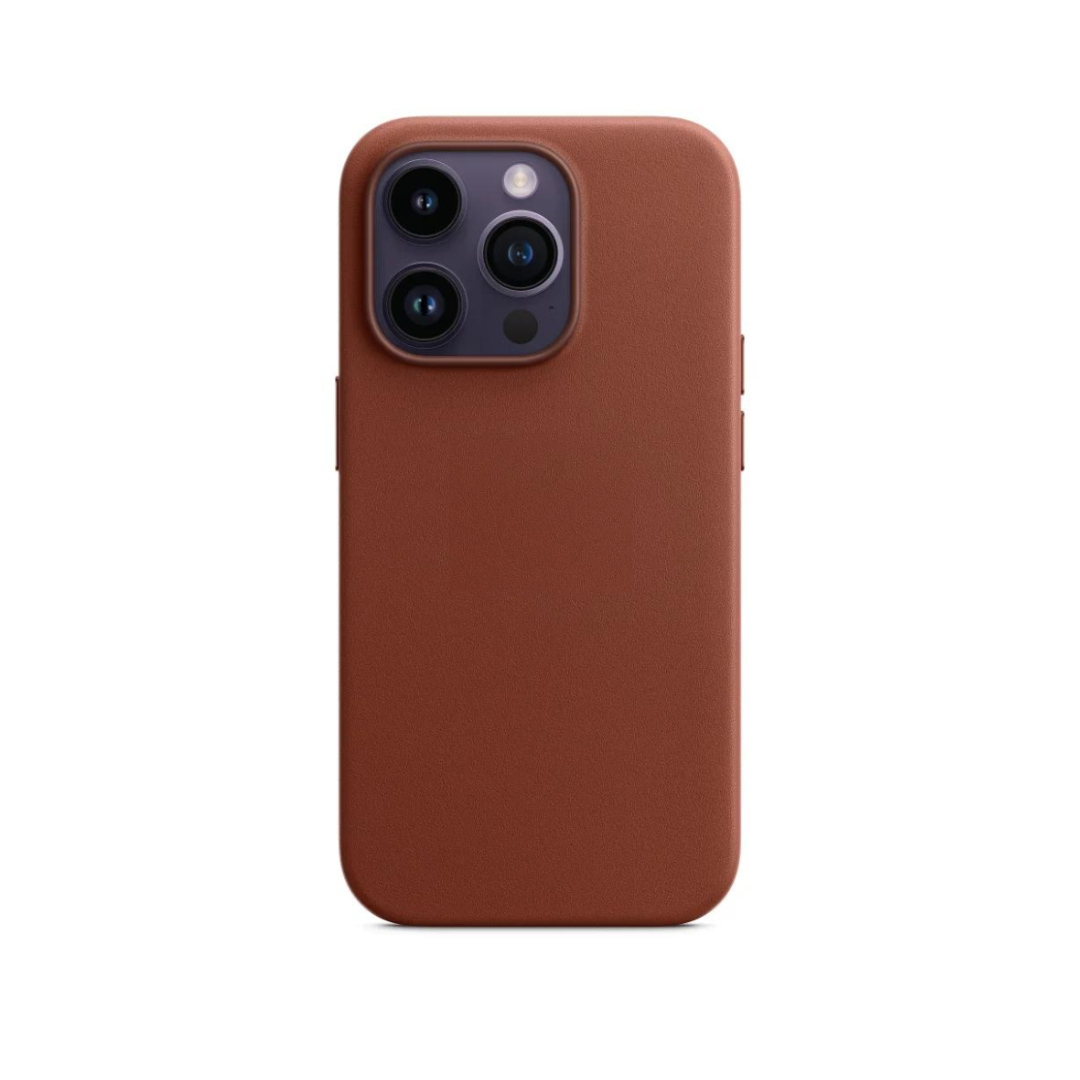 Capa Capinha Case Super Premium De Couro Sintético Magsafe Magnético Compatível Iphone 14 Pro Max - Marrom