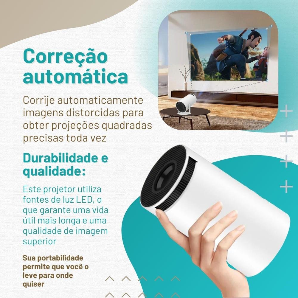 Imagem 2 de 5 do produto Projetor Led 4K Android 11.0 Portátil HD Bluetooth HDMI WIFI Bivolt - SmartProjetor Home Cinema