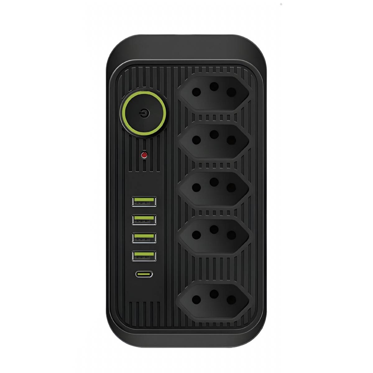 Extensão 5 Tomadas 4 Usb 1 Tipo C 1 Pd Led Bivolt 110v/220v :preto