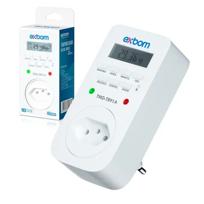Temporizador Digital Tomada Timer Lcd 8 Programas Bivolt 10a