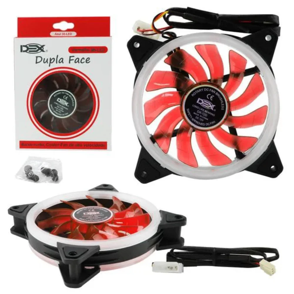 Cooler Dupla Face Gabinete 120mm LED Dex - Dx-12d  Vermelho 5