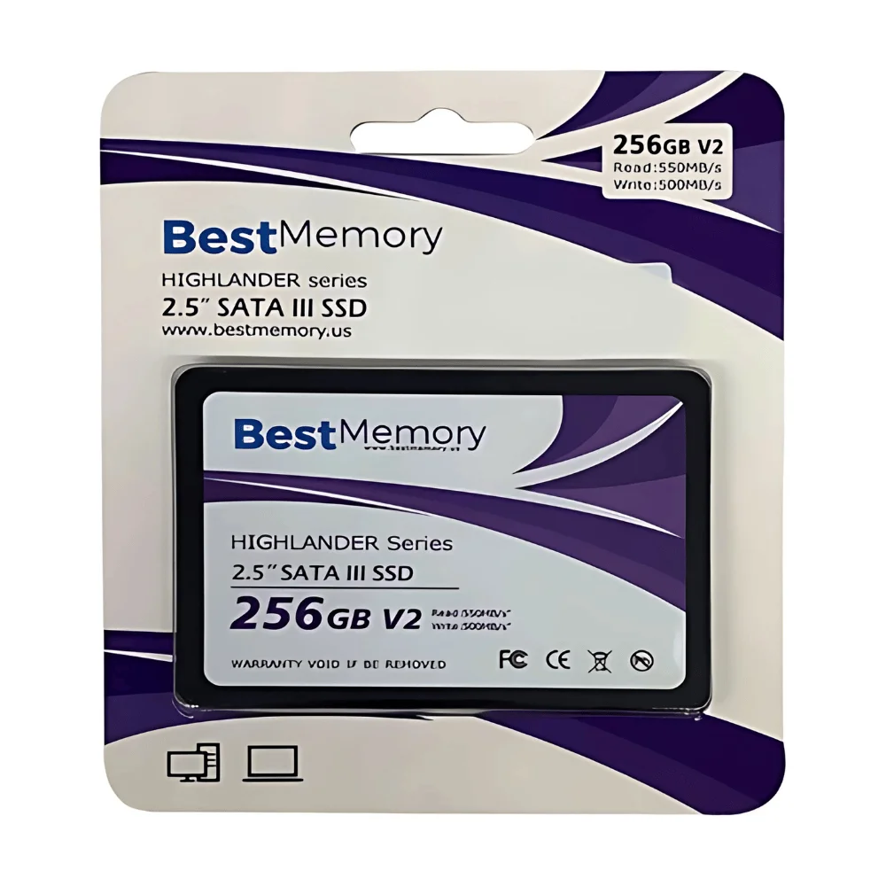 Imagem 3 de 4 do produto Hd SSD Best Memory Highlander 256gb, Sata Iii, 2.5", Leitura Até 550 Mb/s - Gravação Até 500 Mb/s