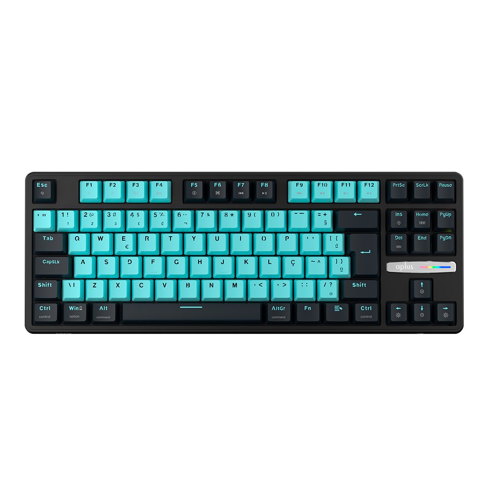 Teclado Gamer Mecanico Aplus Iara Aqua, TKL, Switch Red HUANO, Hotswap, RGB, Gasket Mount, Anti-Ghosting e ABNT - AK400A