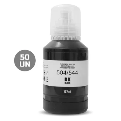 Refil Tinta Preta Para Impressão 127ml - 50 Unidades