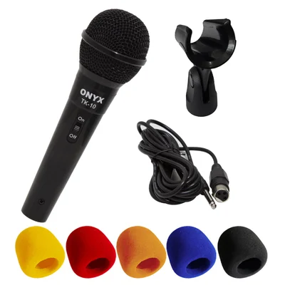 Kit Microfone Dinâmico Com Fio Tk 10 Com Suporte B19a E Espuma Onyx