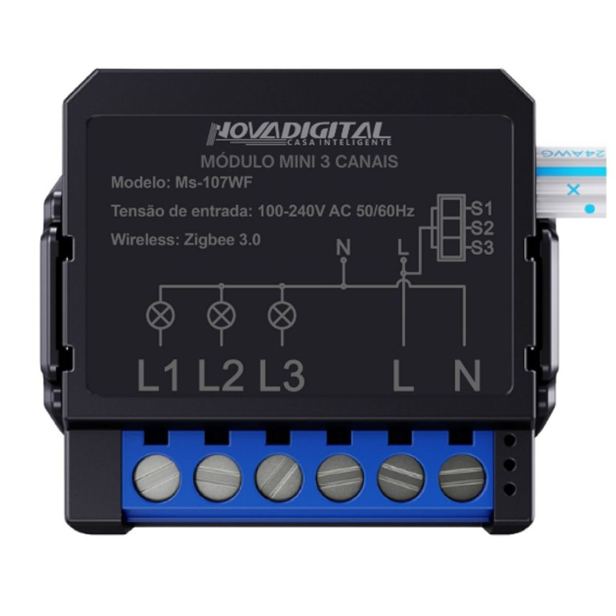 Interruptor Relé Mini 3 Canais Zigbee 3.0 Wi-fi Novadigital Ms106zb Tuya Smart Life