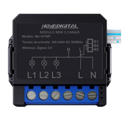 Interruptor Relé Mini 3 Canais Zigbee 3.0 Wi-fi Novadigital Ms106zb Tuya Smart Life