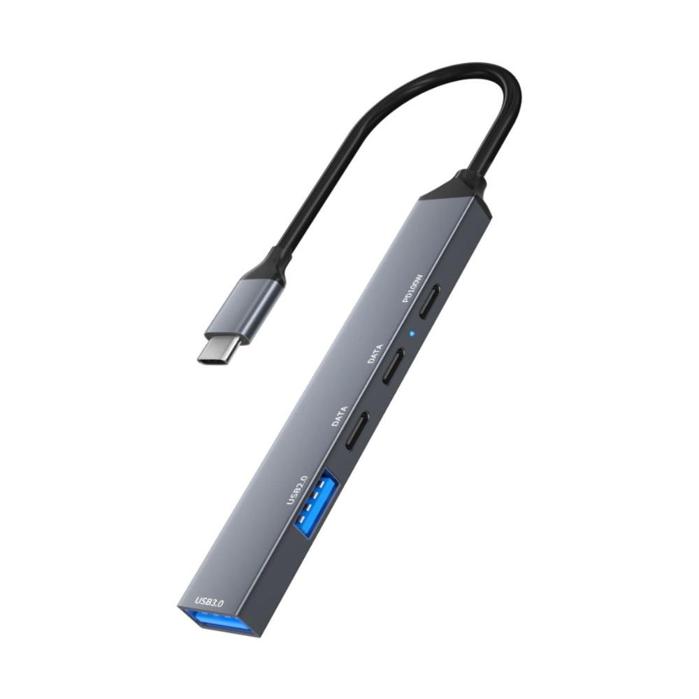 Adaptador Usb-c Para Usb 2.0, 3.0 E Pd100w - Hub 5 Portas - Gigabit - 5 Gbps - Shinka Ads-809