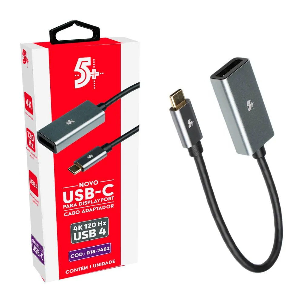 Imagem 2 de 5 do produto Cabo Adaptador 15cm Usb C Para Displayport Fêmea 4k 120hz