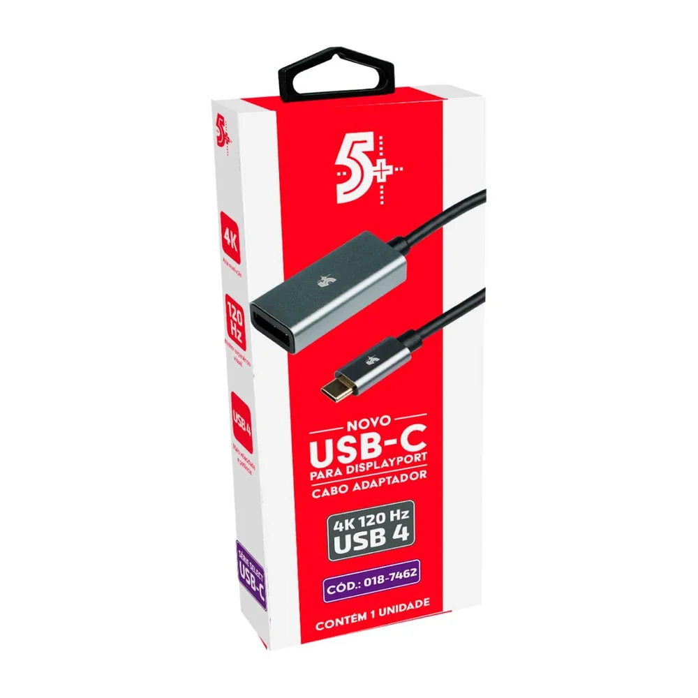 Imagem 5 de 5 do produto Cabo Adaptador 15cm Usb C Para Displayport Fêmea 4k 120hz