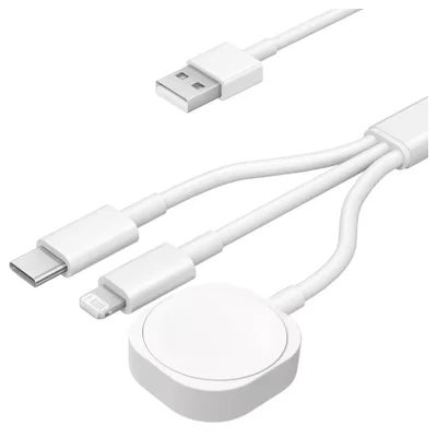 Cabo Usb 3 Em1 Para Carregamento Compativel Com Apple Watch Lightning E Tipo-c