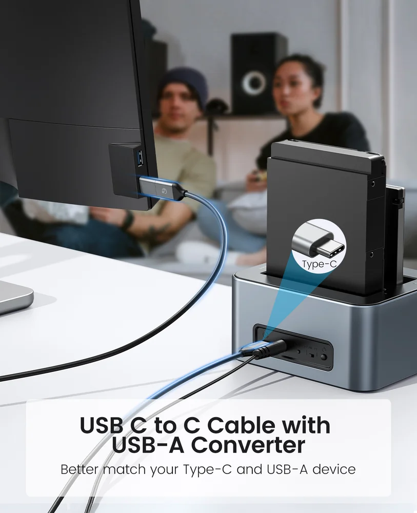 Imagem 4 de 5 do produto Dock Station Orico Sata 2,5 3,5 Clone Usb 3.2 Usb C 5gbps