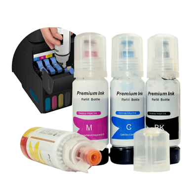 Kit 4 Tinta Epson Corante Compativel T544 T504 (black, Cyan, Magenta, Yellow) 70ml