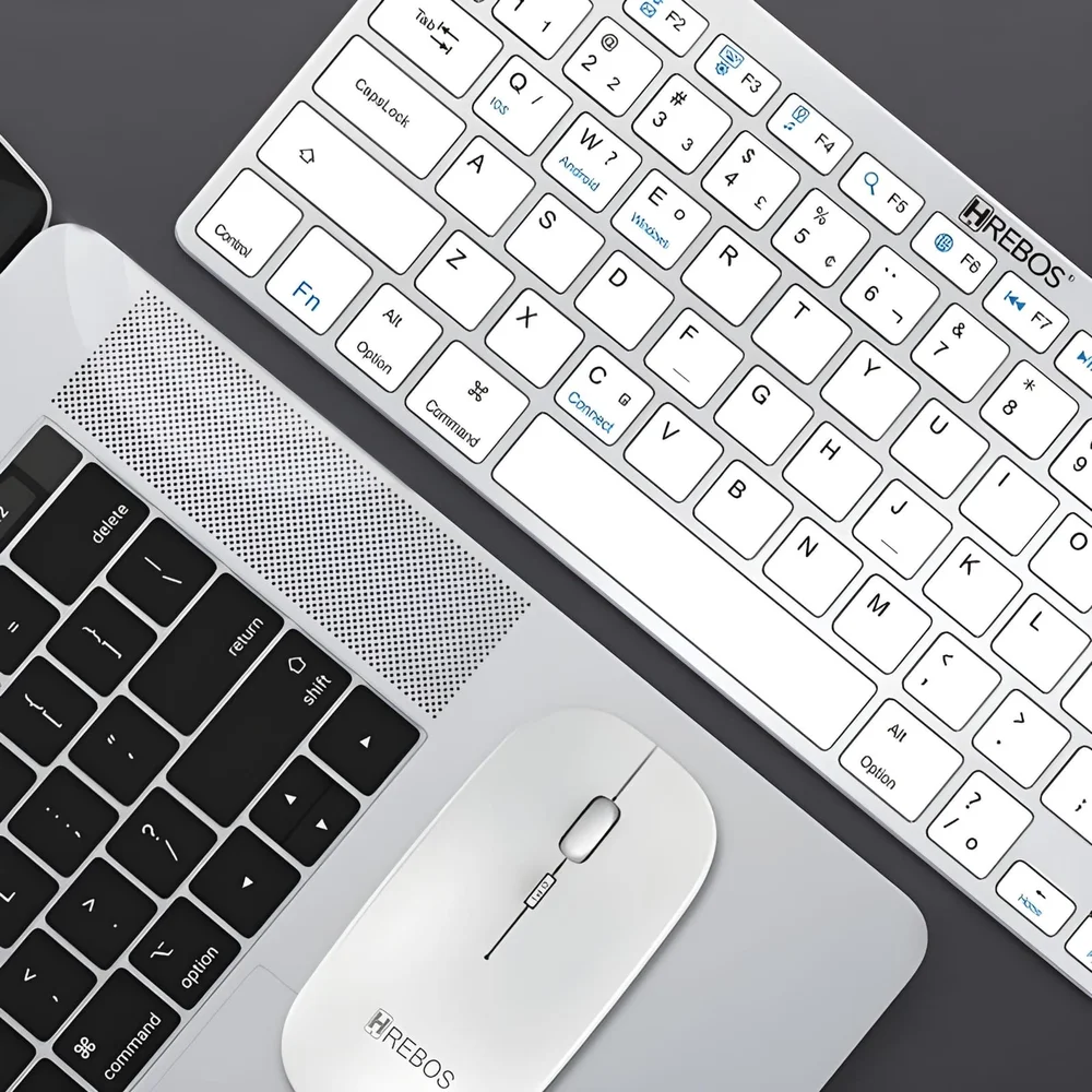 Imagem 2 de 5 do produto Teclado E Mouse Sem Fio Wireless Branco Hrebos Hs-750k