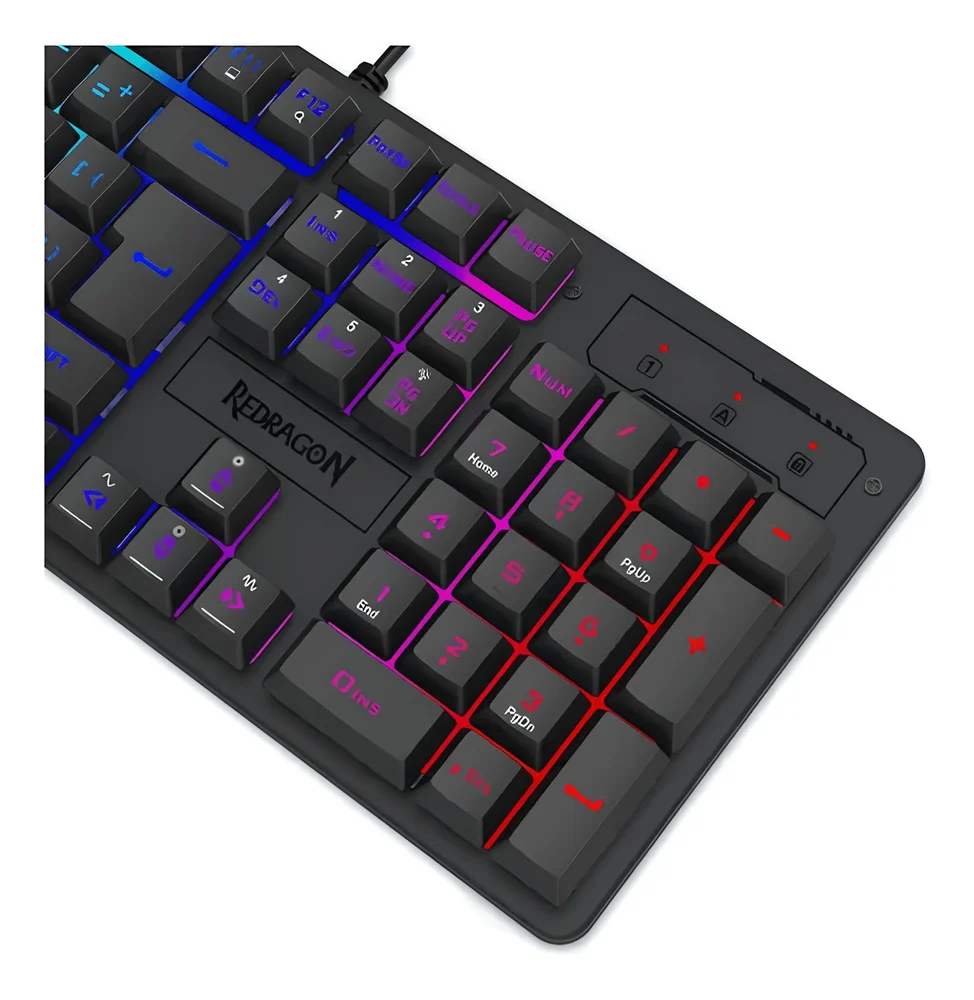 Imagem 3 de 5 do produto Teclado Membrana Gamer Redragon Netherbane K521-RGB C/fio Abnt2 Preto
