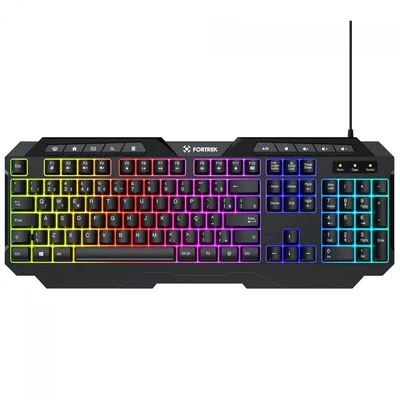 Teclado Gamer Fortrek Shortcut, Rainbow, Membrana, Full Size, Abnt2, Preto