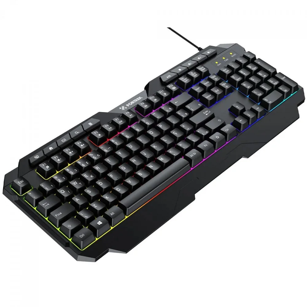 Teclado Gamer Fortrek Shortcut, Rainbow, Membrana, Full Size, Abnt2, Preto Teclado Gamer Fortrek Shortcut, Rainbow, Membrana, Full Size, Abnt2, Preto