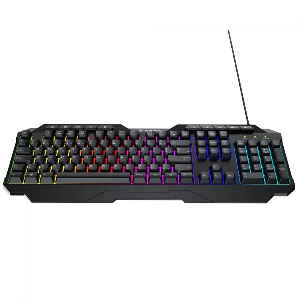 Teclado Gamer Fortrek Shortcut, Rainbow, Membrana, Full Size, Abnt2, Preto Teclado Gamer Fortrek Shortcut, Rainbow, Membrana, Full Size, Abnt2, Preto